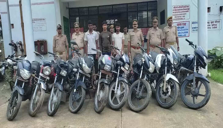 चन्दौली: स्वाट टीम व थाना इलिया पुलिस ने 03 शातिर चोरों को 09 अदद चोरी की मोटरसाईकिल के साथ किया गिरफ्तार&nbsp; &nbsp;