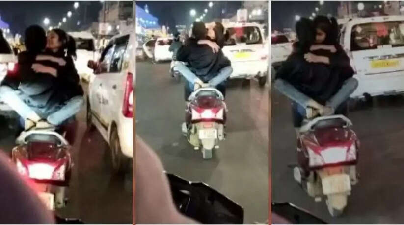 लखनऊ में बेशर्मी की हद पार कर रहे हैं युवक-युवती, प्यार के आगे ट्रैफिक नियम की ऐसी की तैसी! Video Viral...