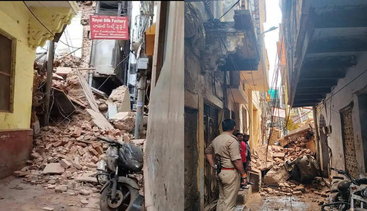 देवनाथपुर में जर्जर मकान बना खतरा, अचानक ढहा हिस्सा, बाल-बाल बची लोगों की जान