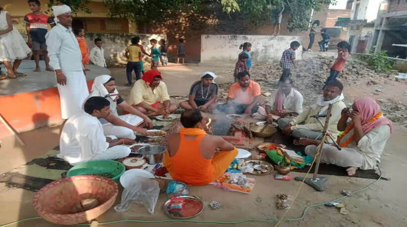 नवरात्रि महानवमी,धरौली में हवन पूजन के साथ किया गया कन्या पूजन