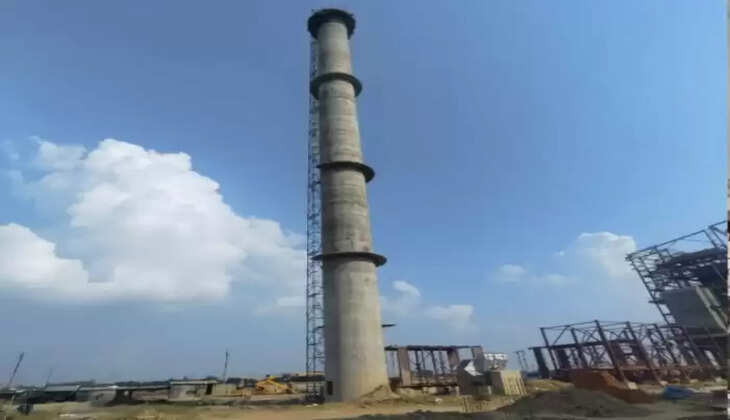केयान डिस्टिलिरिज प्राइवेट लिमिटेड गीडा में 72 मीटर ऊंची चिमनी निर्माण का कार्य हुआ पूरा