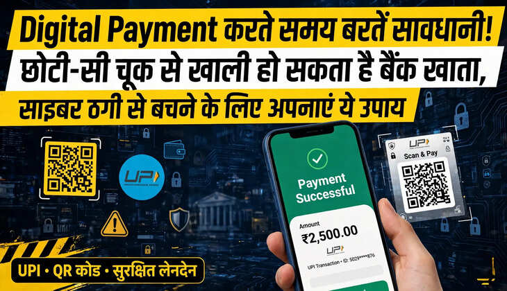 Digital Payment करते समय बरतें सावधानी!&nbsp;छोटी-सी चूक से खाली हो सकता है बैंक खाता,&nbsp;साइबर ठगी से बचने के लिए अपनाएं ये उपाय