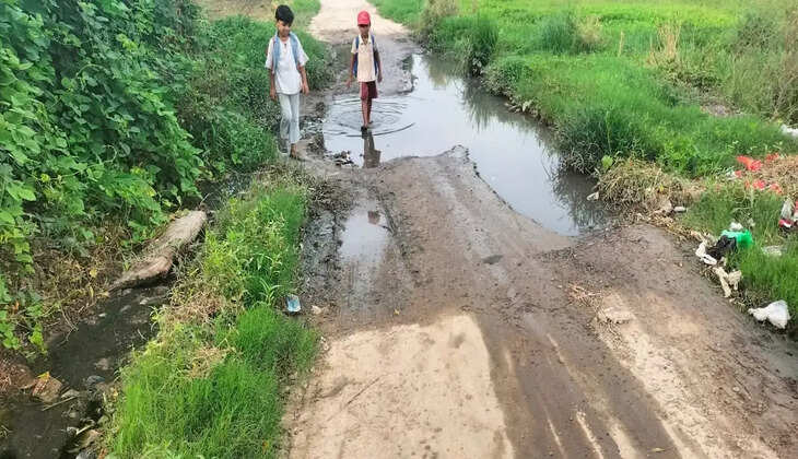 Chandauli News: जलभराव से प्रभावित लोकुवा गांव का मुख्य मार्ग, बच्चों और मरीजों की बढ़ी परेशानी