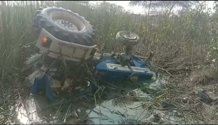 Tractor overturned to save stray animals, one died and the other seriously injured