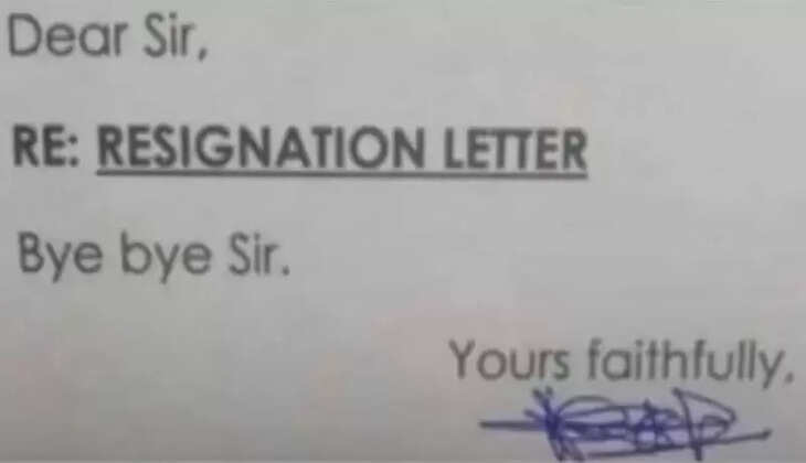 3 शब्द लिखकर शख्स ने छोड़ दी नौकरी!&nbsp;Resignation Letter सोशल मीडिया पर वायरल