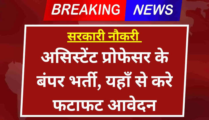 Assistant Professor Recruitment 2023: असिस्टेंट प्रोफेसर&nbsp;के&nbsp;पदों पर निकली भर्ती, उम्मीदवारों को 29 मई तक मिलेगा आवेदन का मौका, लाखों में मिलेगी सैलरी...