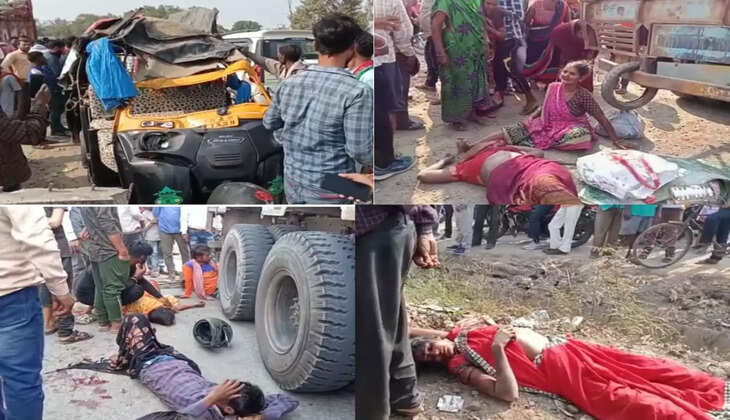 चन्दौली नेशनल हाईवे पर ट्रक ने मारी टेंपो में टक्कर, आधा दर्जन सवारियों की हालत गंभीर