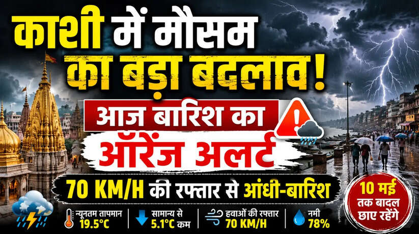 &nbsp;Varanasi Weather: काशी में आज बारिश का ऑरेंज अलर्ट, तेज आंधी के आसार