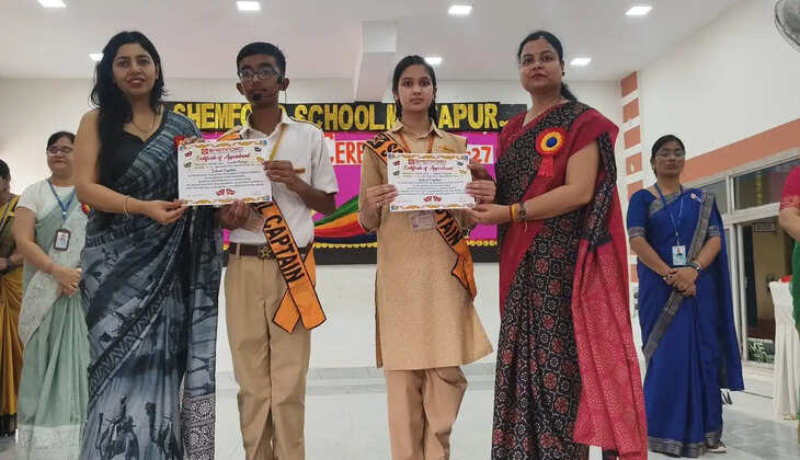 Shemford School Mirzapur Investiture Ceremony, Mirzapur School News, Natwa School Event, Student Leadership Ceremony, Investiture Ceremony 2026, School Oath Ceremony, Mirzapur Education News, Rashmi Barnwal, Vivek Barnwal, Live Bharat News