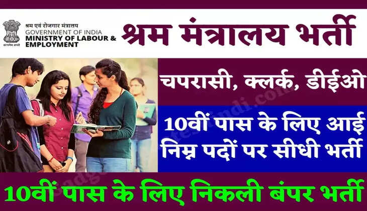 श्रम मंत्रालय में निकली बम्पर भर्ती ,क्लर्क, चपरासी सहित डीईओ के पदों पर करें आवेदन!&nbsp;