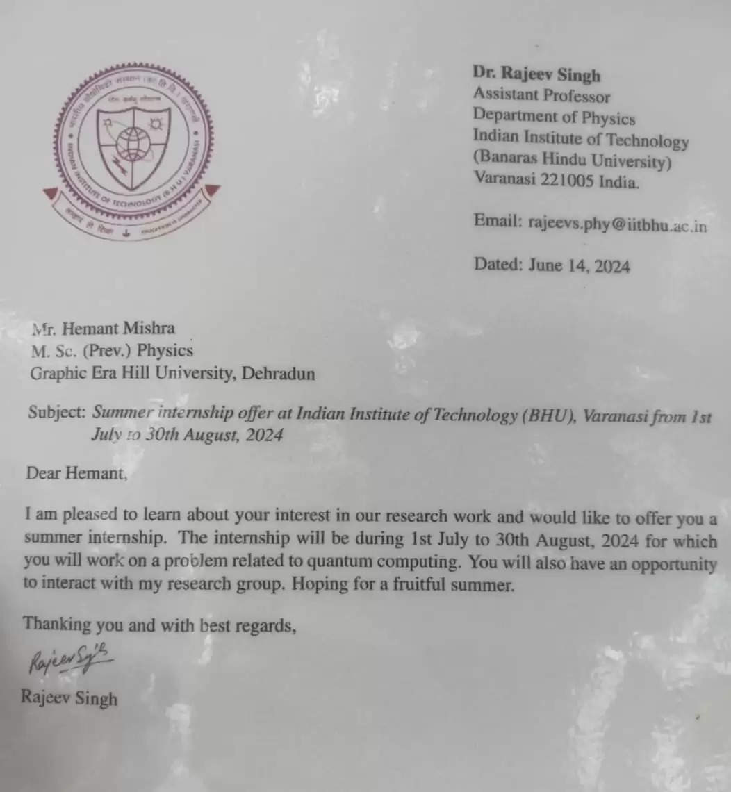  Varanasi news : चोलापुर के हेमंत मिश्रा का BHU IIT में चयन, परिवार सहित पूरे गाव में खुशी का माहौल  https://livebharatnews.in/uttar-pradesh/varanasi/ajgara-mla-tribhuvan-ram-congratulates-him-on-selection-in/cid14872228.htm