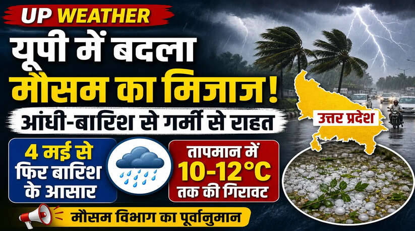 UP Weather Update: यूपी में बदला मौसम, आंधी-बारिश से राहत; 4 मई से फिर बरसात के संकेत